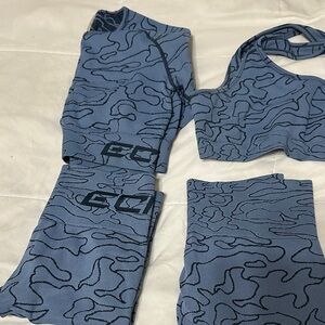 ECHT Blue Patterned Activewear Set